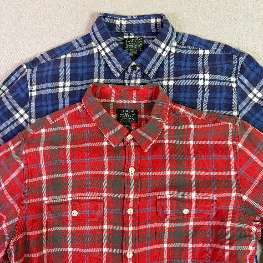 Vintage J Crew Sporting Goods Plaid Shirts Men's L Preppy Gorpcore 90s Grunge